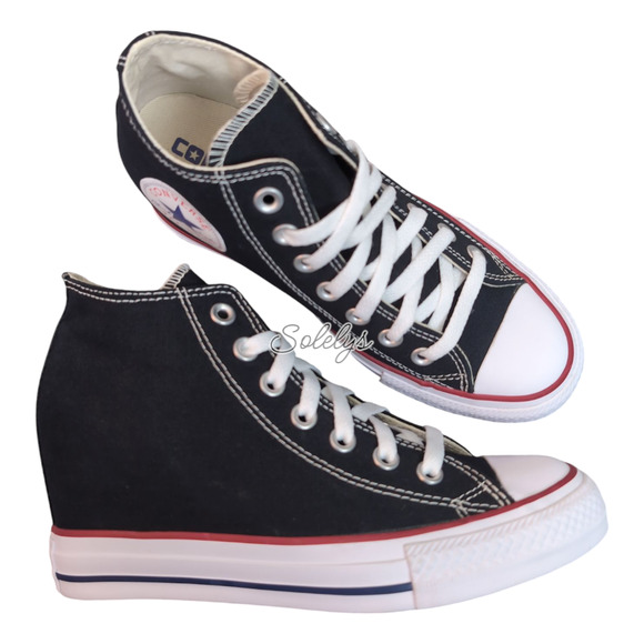 Converse 2016 RARE CTAS Lux Mid Hidden Wedge Black White Canvas Womens Sneaker 7